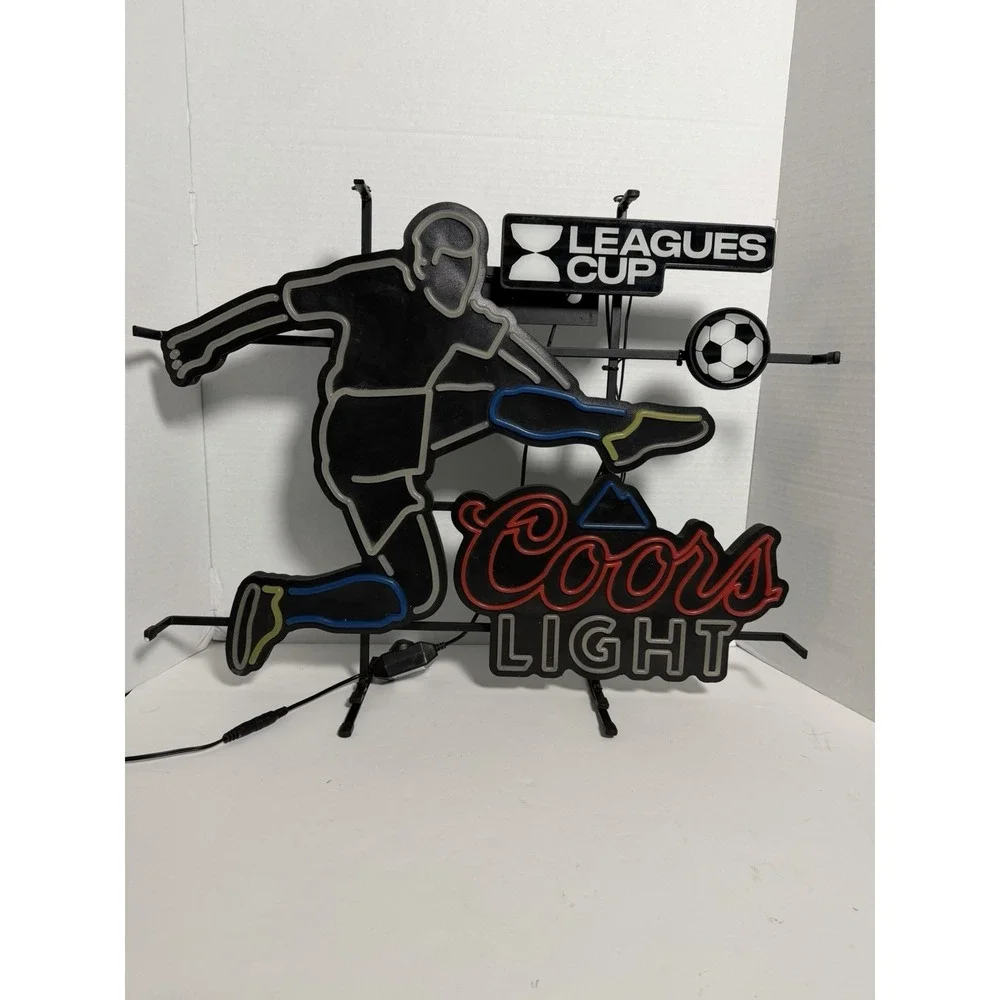 Coors Light Leagues Cup Soccer Neon Style LED Light-Up Sign‎ w/ Wall Adapter